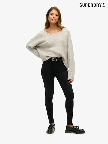 Hellgrau Twist - Superdry Oversized V-Neck Jumper (761590) | 40 €