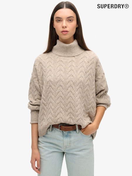 Superdry Beige Twist Cable Roll Neck Jumper (761665) | €29