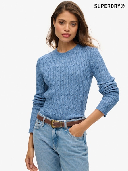 Superdry Wedgewood Blue Fitted Cable Crew Neck Jumper (761743) | €72