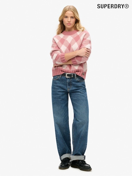 Superdry Mauvewood Pink Argyle Pattern Jumper (761760) | €77