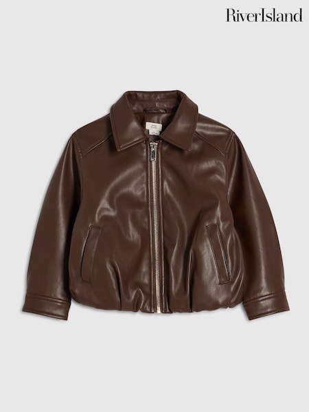 Brown - River Island Bubble Bomber Jacket