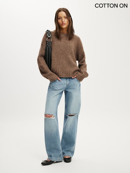 Light Brown - Cotton On Luxe Crew Neck Jumper