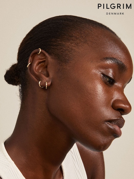 PILGRIM Gold Ariella Classic Huggie Hoop Earrings 2-in-1 Set (762003) | €46