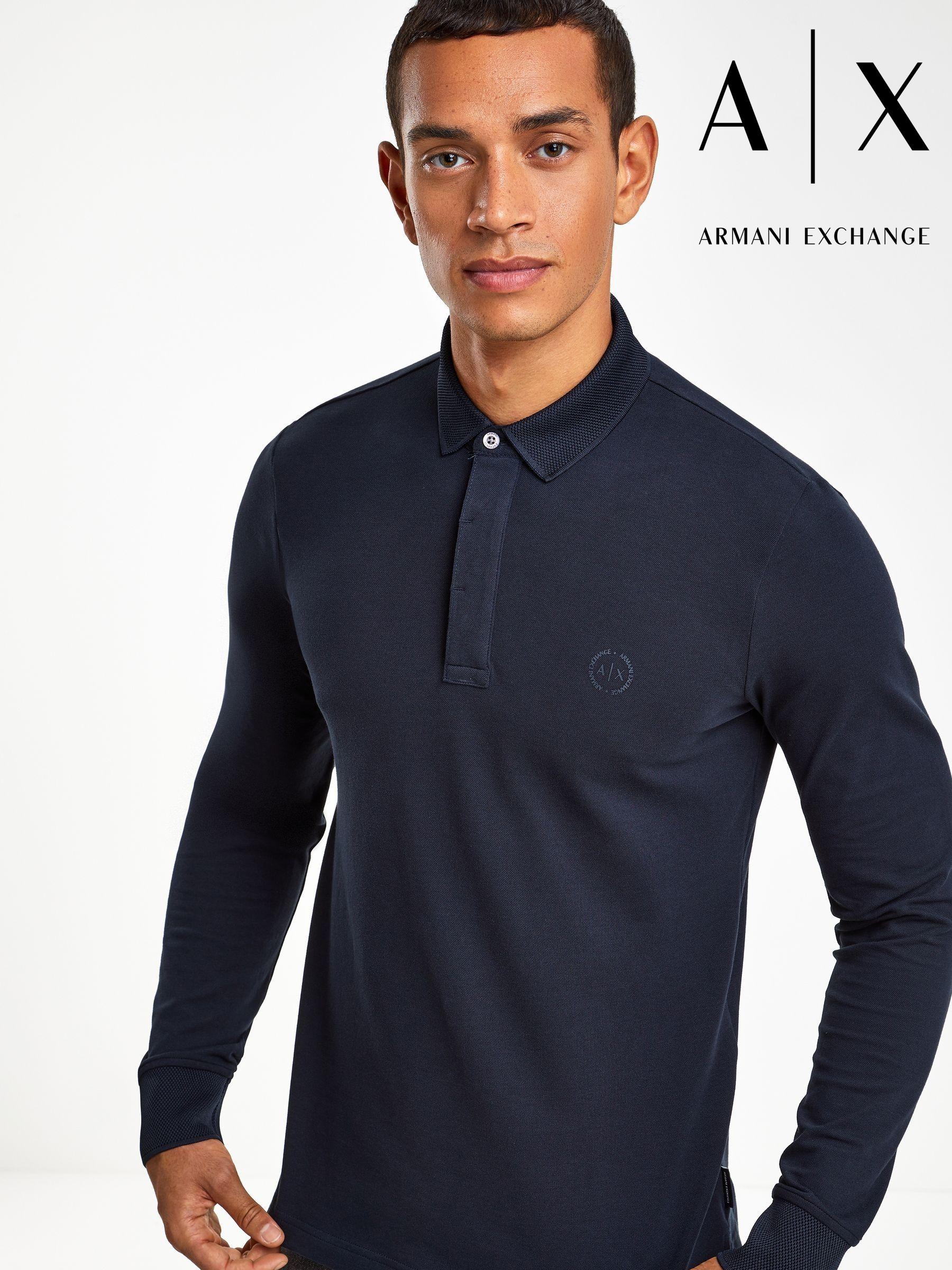 Armani exchange long sleeve polo discount
