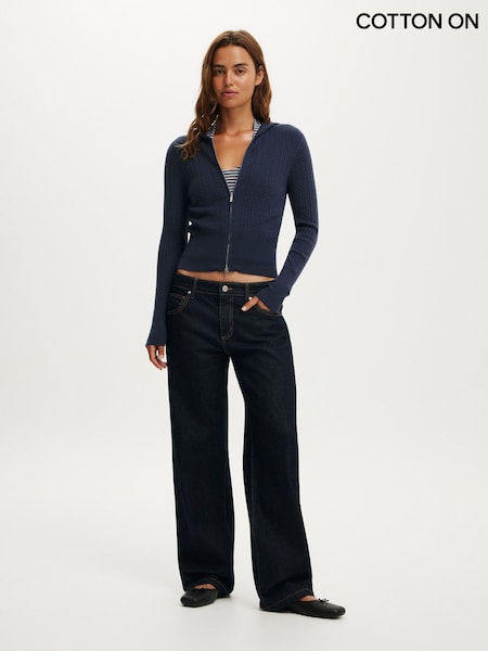 Blue - Cotton On Everfine Hooded Knit Cardigan