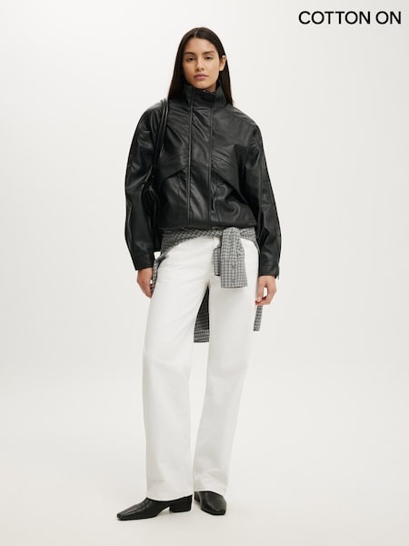 Black - Cotton On Theo Faux Leather Bomber Jacket
