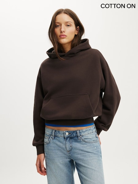 Brown - Cotton On Boxy Fleece Hoodie