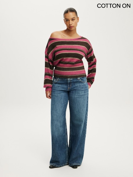 Purple - Cotton On Softest Luxe Off Shoulder Knitwear Jumper