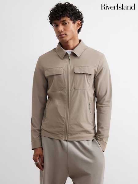 Natural - Regular River Island Muscle Fit Shacket