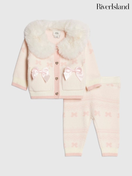 Cream - River Island Fairisle Cardigan & Leggings Set