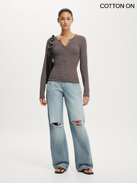Brown - Cotton On Blake Henley Long Sleeve Top