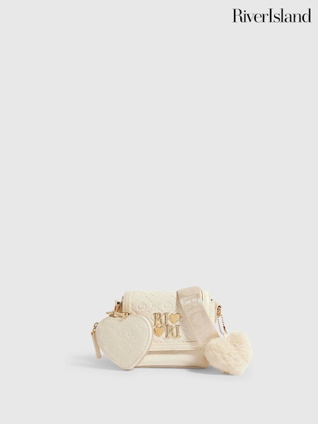 Cream - River Island Monogram Kendal Cross-body Bag