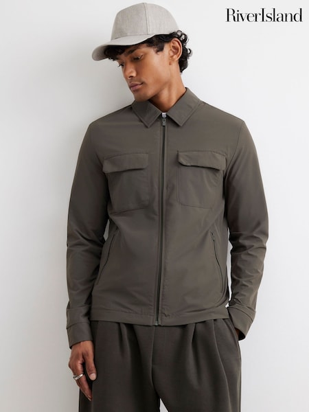 Green - Regular River Island Muscle Fit Shacket