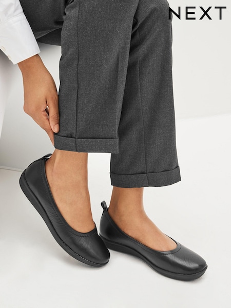 Black Leather Forever Comfort® with Motionflex EVA Ballerina Shoes (762928) | €16.50