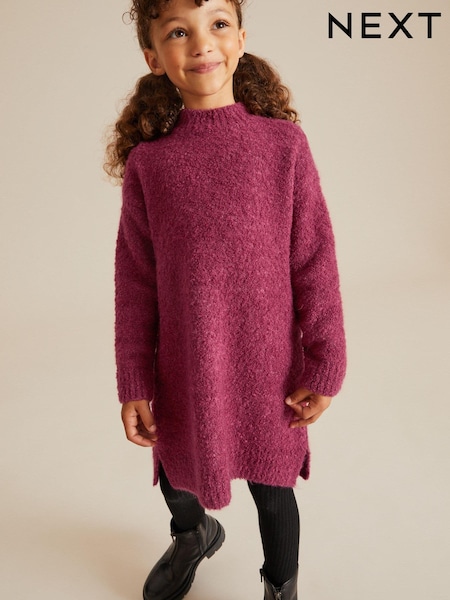 Raspberry Pink Bouclé Knitted Jumper Dress (3-16yrs) (763195) | €5 - €6