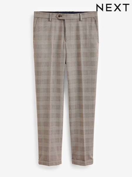 Taupe Slim Skinny Fit Check Suit: Trousers (763223) | € 15