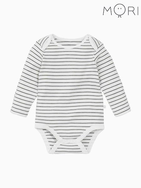 MORI Organic Cotton & Bamboo Long Sleeve Envelope Neckline Bodysuit (763268) | $36