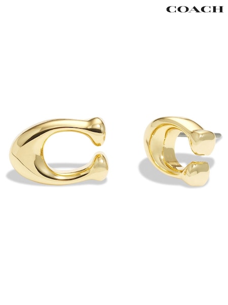 Coach Gold Tone Signature C Stud Earrings (763714) | kr840