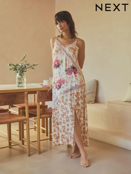 Pink Floral Viscose Lace Nightie (763758) | €20.50