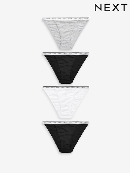 לבן/שחור/אפור - Logo Knickers 4 Pack (763968) | ‏53‏₪