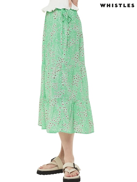 Whistles Green Daisy Meadow Tie Side Skirt (763993) | €38