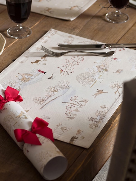 Sophie Allport Set Of 2 Snowy Village Washable Placemats