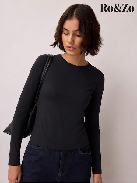 Black - Ro&zo Cotton Jersey Long Sleeve Baby T-shirt
