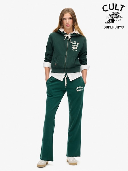 Dark Pine Vihreä - Superdry 100% Cotton Athletic Essentials Low Rise Flare Verryttelyhousut (764755) | €71