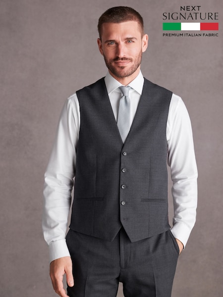 Charcoal Grey Signature Tollegno Suit Waistcoat (764823) | €79