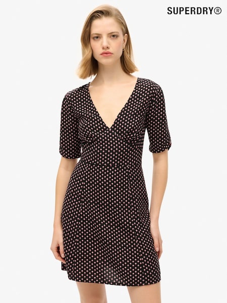 Superdry Diamond Geo Black Printed Short Sleeve Mini Tea Dress (764939) | 3,304 UAH