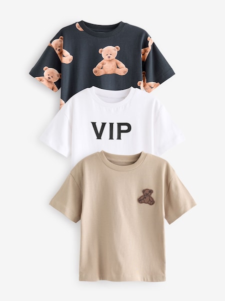 Black/White Short Sleeve Character T-Shirts 3 Pack (3mths-7yrs) (765239) | €13 - €17