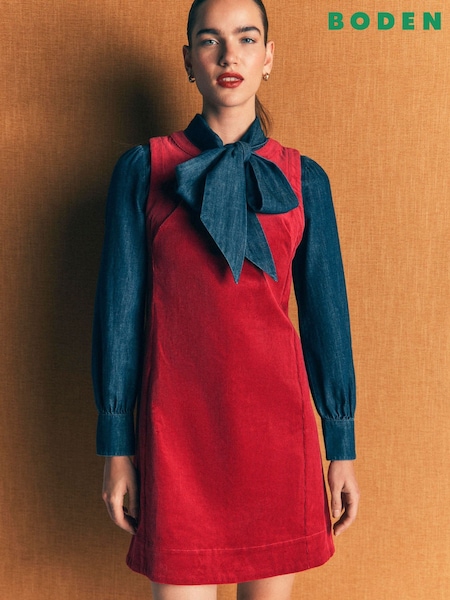 Red - Boden Lou Cord Shift Dress