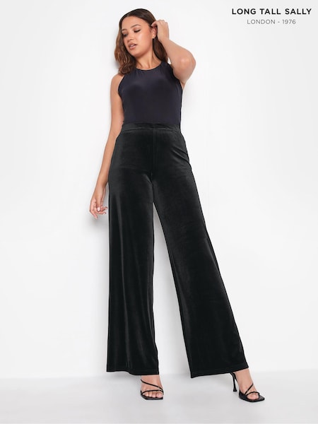 Long Tall Sally Black Velour Wide Leg Black Trousers (765410) | €16.50