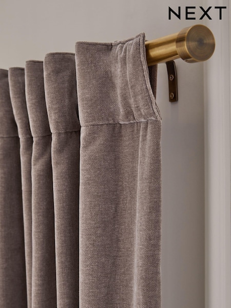 Mink Natural Sumptuous Velvet Hidden Tab Top Lined Curtains (765438) | €68 - €161