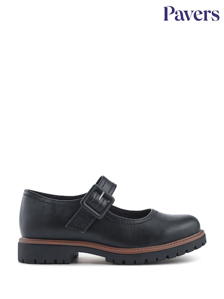 obična crna - Pavers Mary Jane Buckle Shoes With Chunky Sole