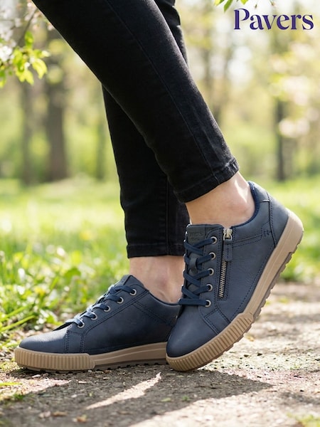 Blue - Pavers Wide Fit Dual Fasten Trainers