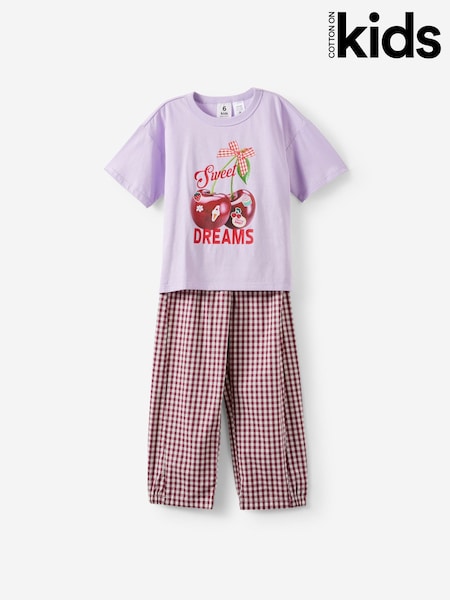 Purple - Cotton On Sleep T-shirt & Poplin Pyjamas Set
