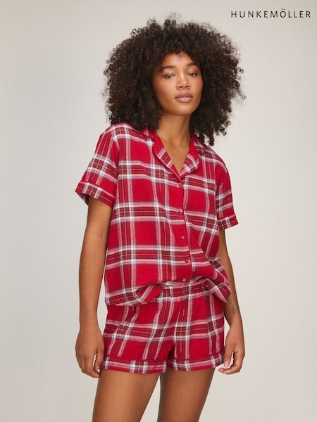 Red - Hunkemoller Flannel Twill Short Pyjamas Set