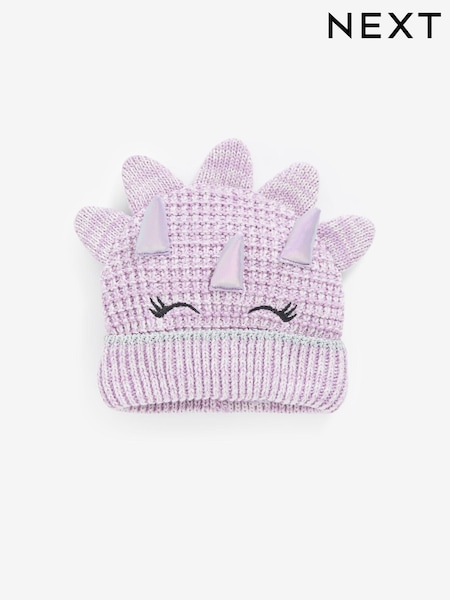 Lilac Purple 3D Dino Beanie Hat (3mths-6yrs) (766534) | €4 - €5
