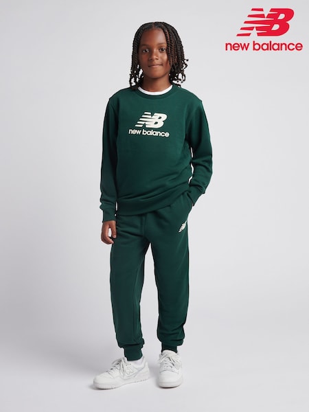 Vihreä - New Balance Ft Stacked Logo Pyöreä kaula-aukko ja Verryttelyhousut Monipakkaus