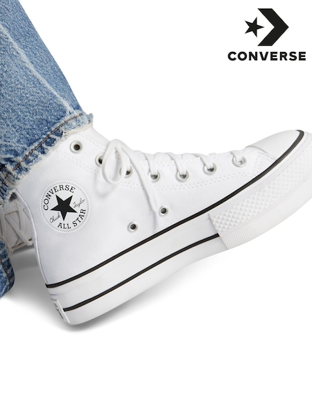 أبيض - Converse Pale Platform Lift High Top Trainers (767396) | ‏41 ر.ع.‏ - ‏43 ر.ع.‏