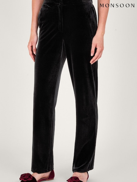 Monsoon Maria Velvet Straight Leg Black Trousers (767449) | €21.50