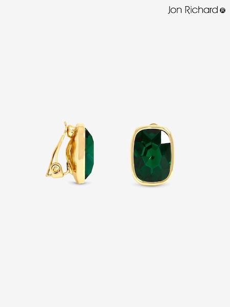 Gold Tone - Jon Richard Emerald Clip Earrings