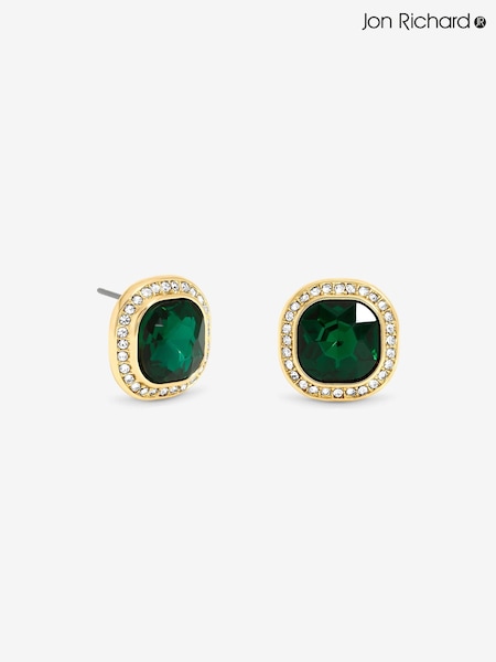 Gold Tone - Jon Richard Emerald Stud Earrings
