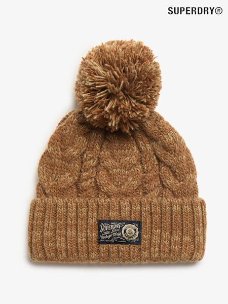 Superdry Island Toffee Twist Chunky Cable 100% Cotton Winter Beanie (767675) | €36