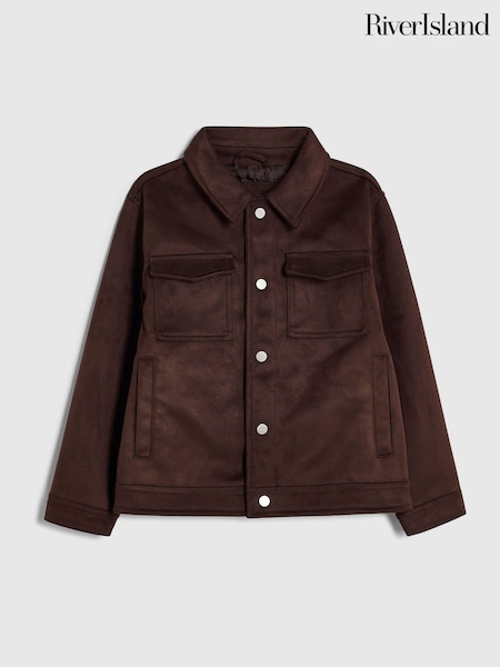 بني - سترة طراز غربي شمواه صناعي من River Island