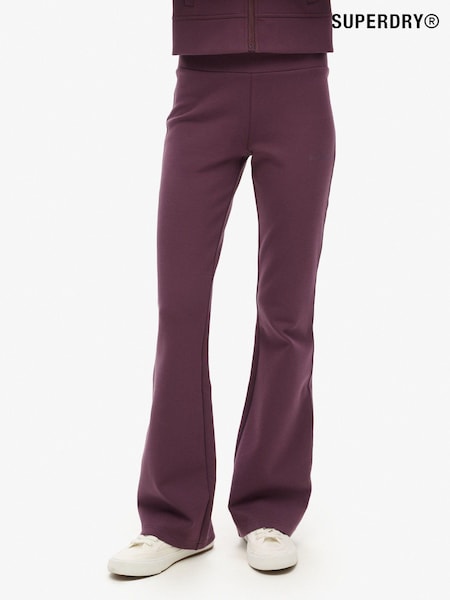 Smoky Aubergine Purple - Superdry מכנסיים מתרחבים ספורטיביים בגזרה נמוכה מבד טכני (768081) | ‏251‏₪