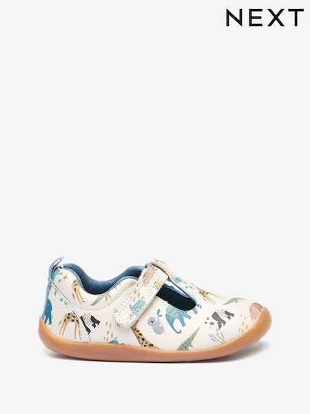 White Standard Fit (F) Leather First Walker T-Bar Shoes (768224) | € 5