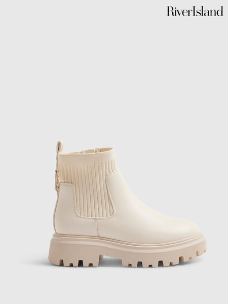 Crème - River Island Bottes côtelées