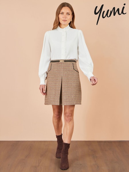 Қоңыр - Қалтасы бар Yumi Check Mini белдемше